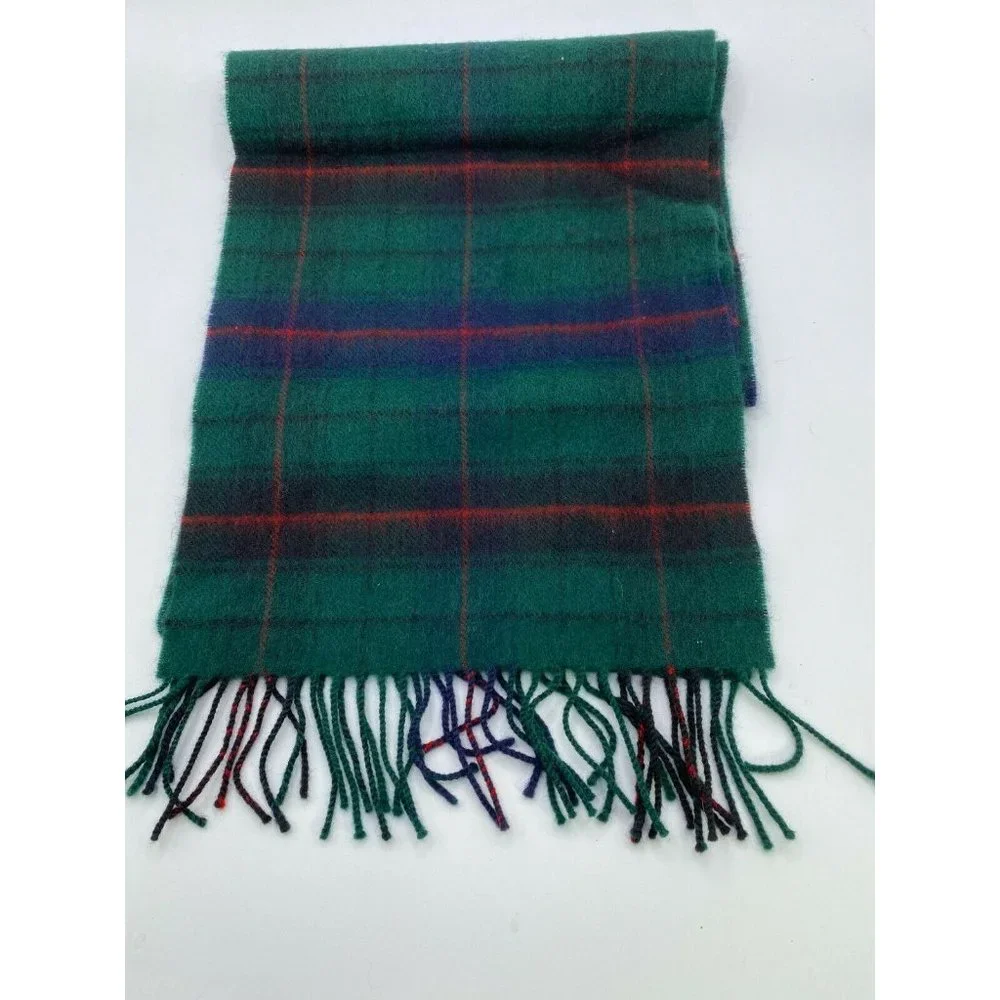 HIGHLANDER COLLECTION by LOHCARRON Scarf Plaid 100% Wool Green 58